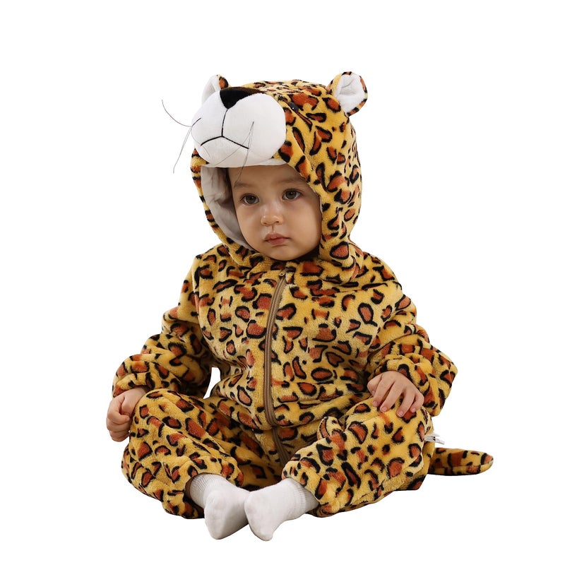 TONWHAR Unisex-Baby Animal Onesie Costume Cartoon Animal Outfit Homewear Kids' One-Piece Rompers(18-24 Months, Jaguar) - Image 1